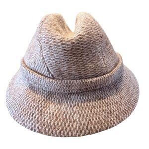 Kangol Design Fedora Hat Mens Brown Tan Textured Knit Made in England Vintage